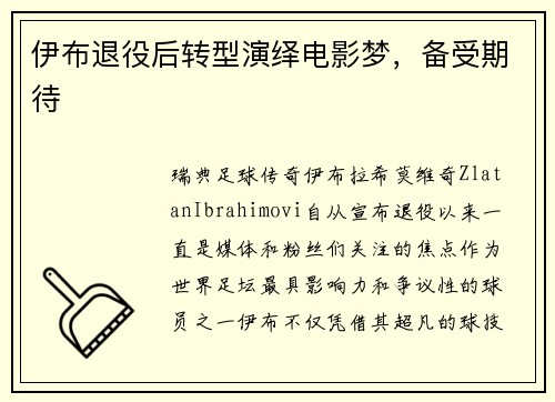 伊布退役后转型演绎电影梦，备受期待